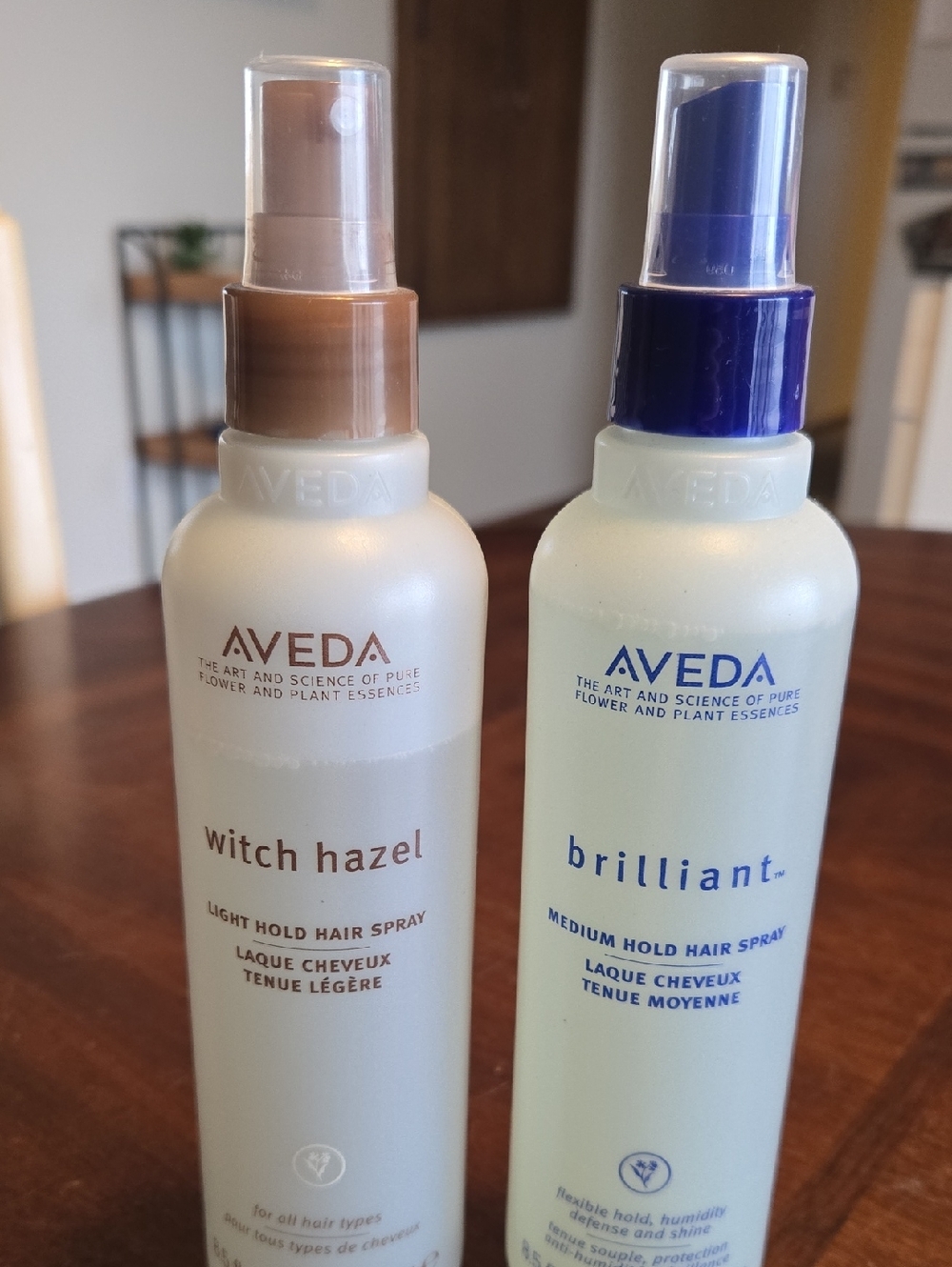 AVEDA Witch Hazel & Brilliant Dual Spray Bottles — Brown & Blue Caps